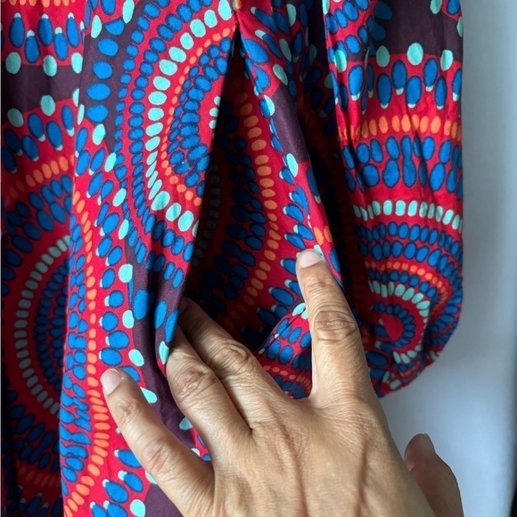 D'IYANU Anola Women's African Print Dress (Red Indigo Circles) NWT 1X - Picture 7 of 14